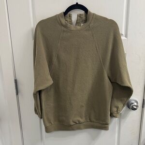Madewell Xsmall‎ Olive Green Button Back Mock Neck Ribbed Sweater